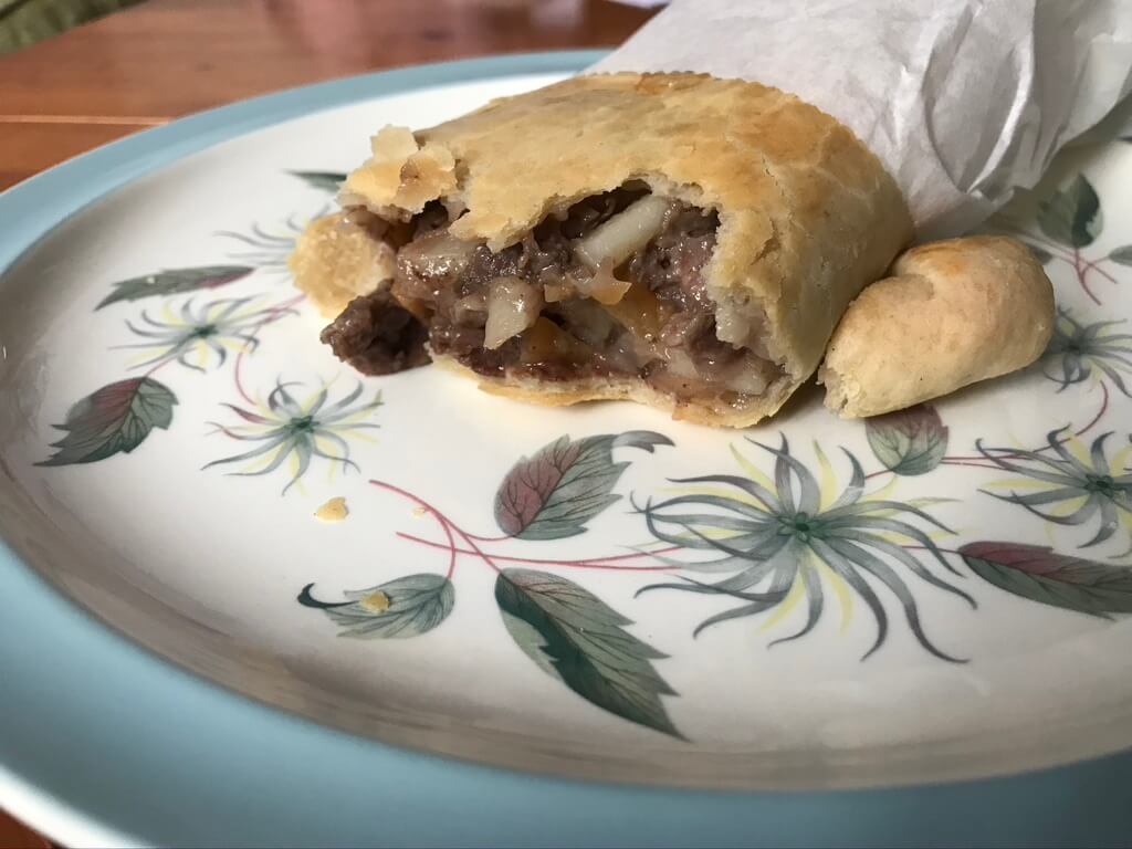 Cornish pasty open